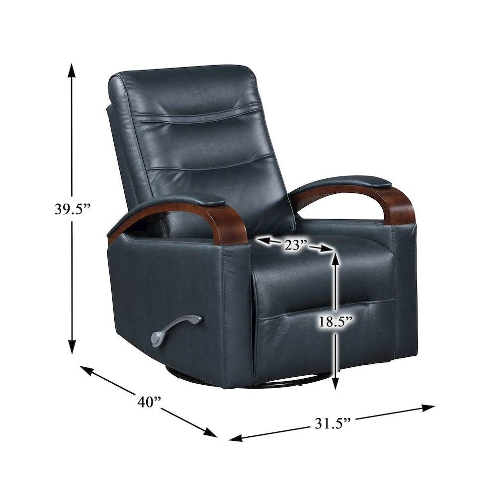 Margot Faux Leather Swivel Glider Reclining Chair in Dark Blue
