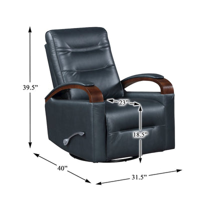Margot Faux Leather Swivel Glider Reclining Chair in Dark Blue