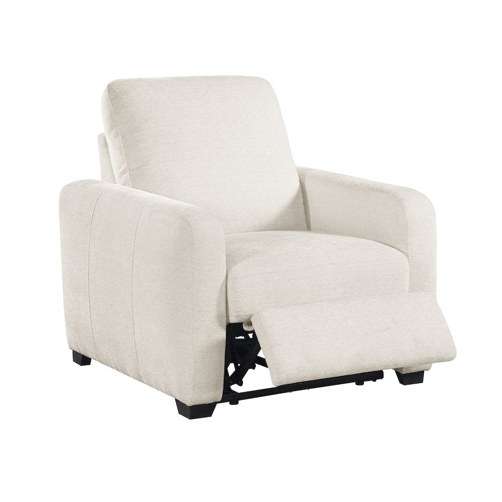 Vera Chenille Power Reclining Chair with USB Charging Ports in Beige