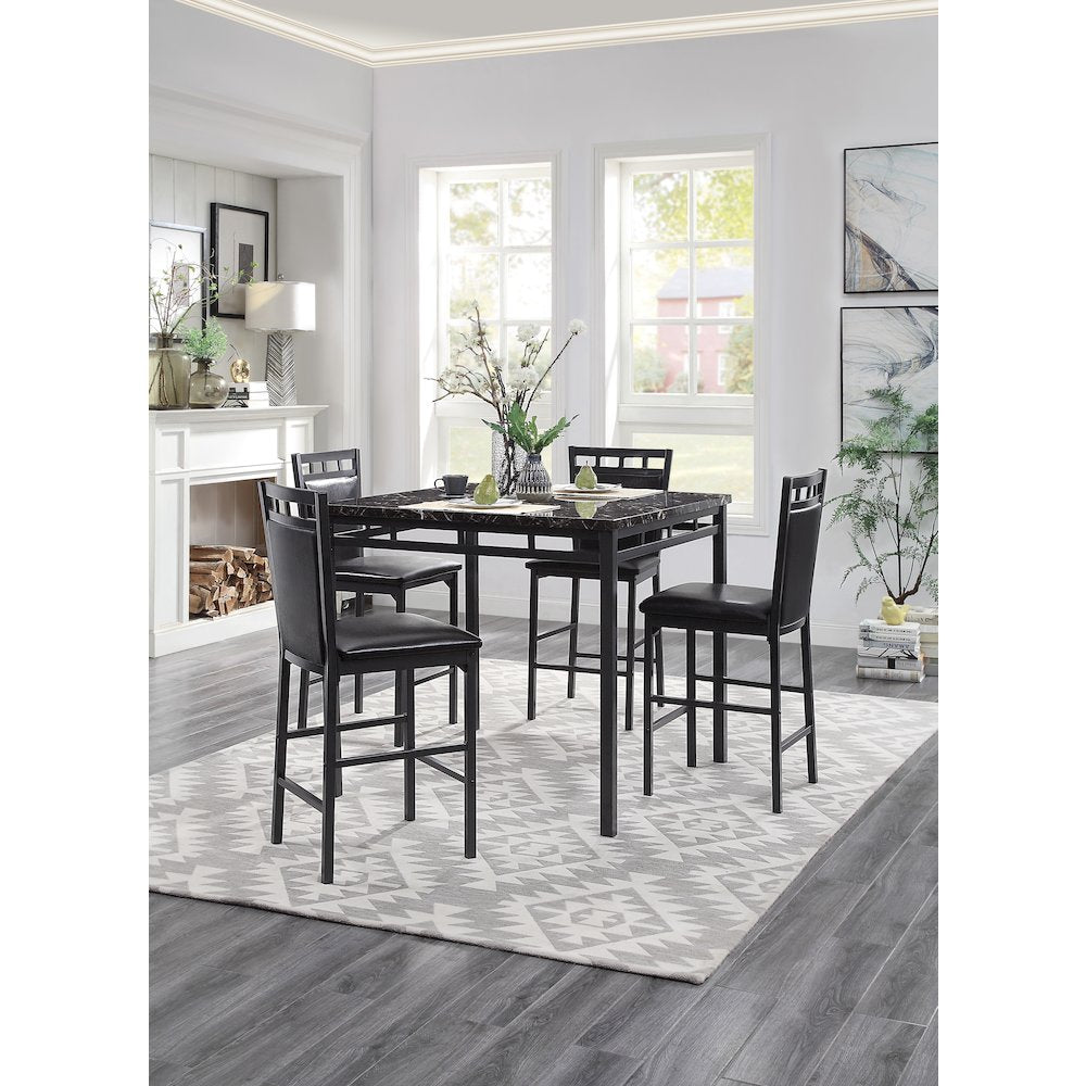 Olney Faux Marble Counter Height Dining Table Set (Set of 5) in Black