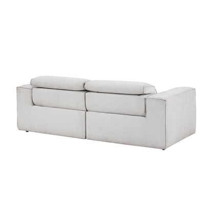 Phoebe Microfiber Power Double Reclining Love Seat in Light Gray