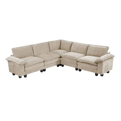 Dublin Chenille 5-Piece Modular Sectional in Taupe