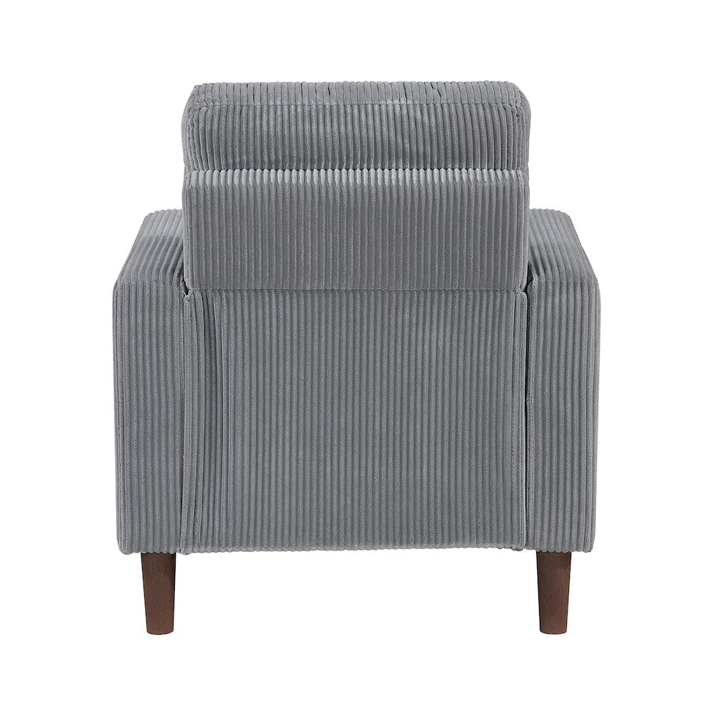 Crandall Corduroy 3pc Set: Sofa, Loveseat, Chair in Gray