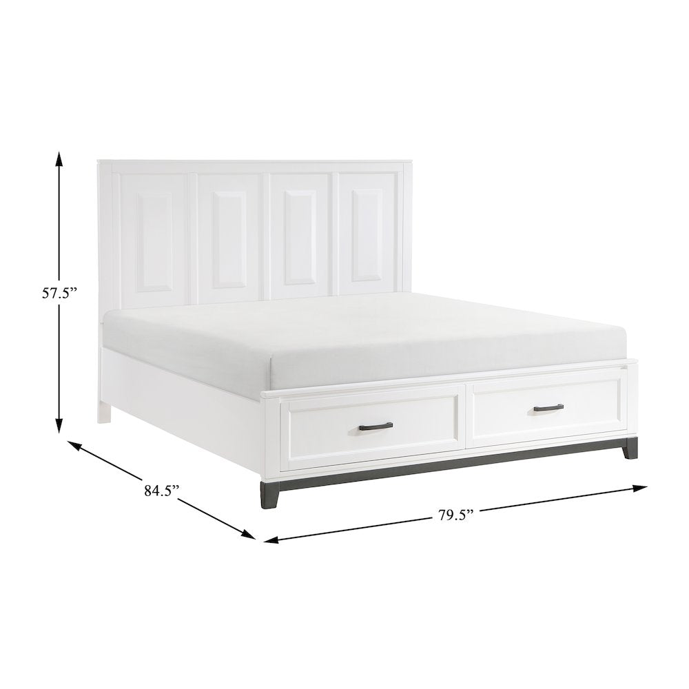 Garretson Acacia EK Pltfm Bed in 2-Tone Finish (White and Metallic Gray)