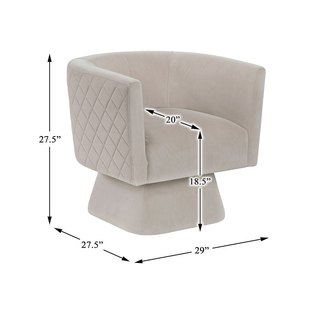Candace Velvet Swivel Chair in Taupe
