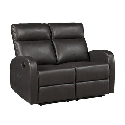 Allen Faux Leather Double Reclining Love Seat in Espresso