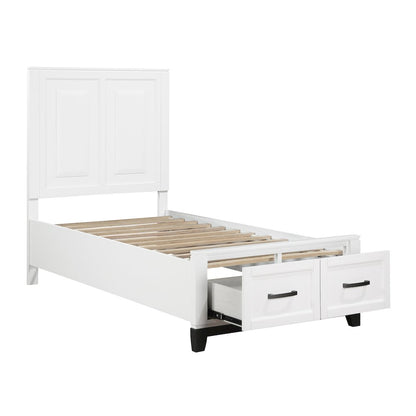 Garretson Acacia Twin Pltfm Bed in 2-Tone Finish (White n Metallic Gray)