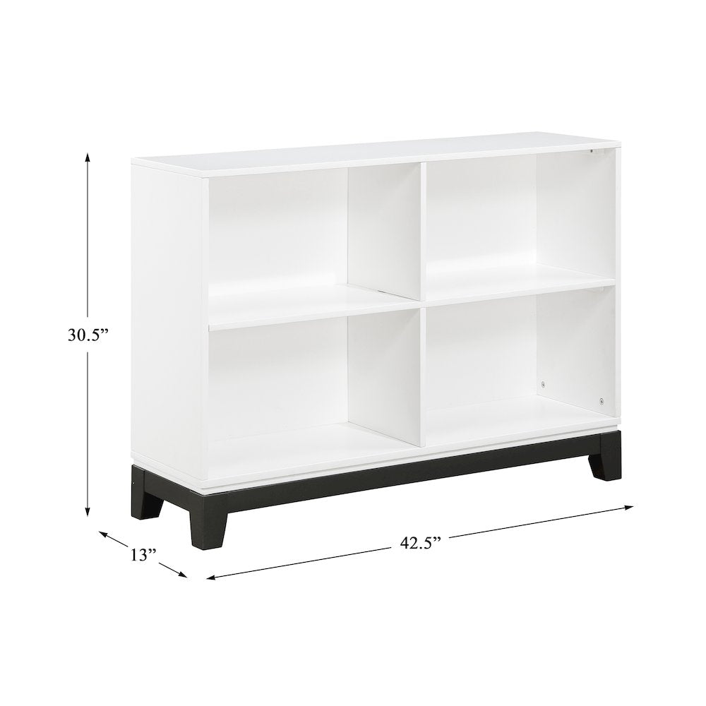 Garretson Acacia Bookcase in 2-Tone Finish (White and Metallic Gray)