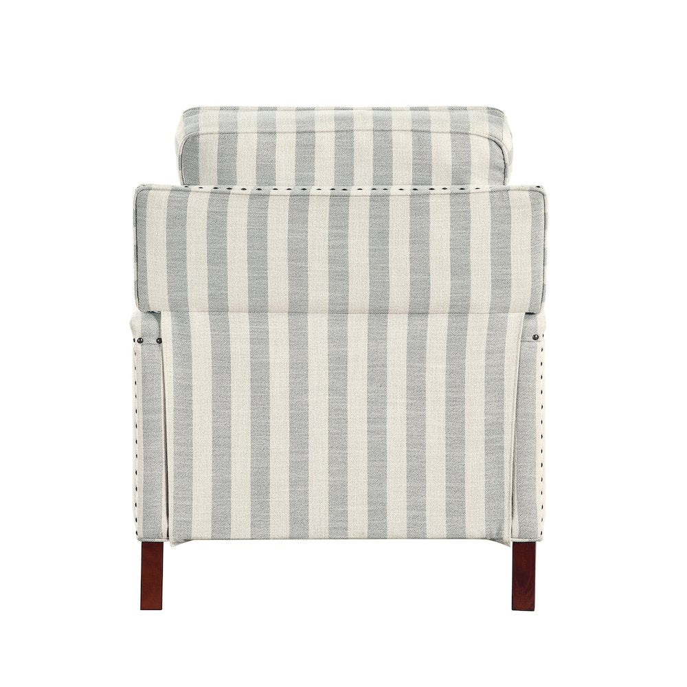 Landrum Textured PB Reclining Chair in Beige with Grayish Blue Stripe