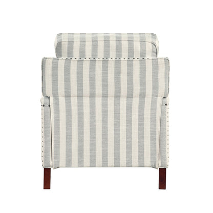 Landrum Textured PB Reclining Chair in Beige with Grayish Blue Stripe