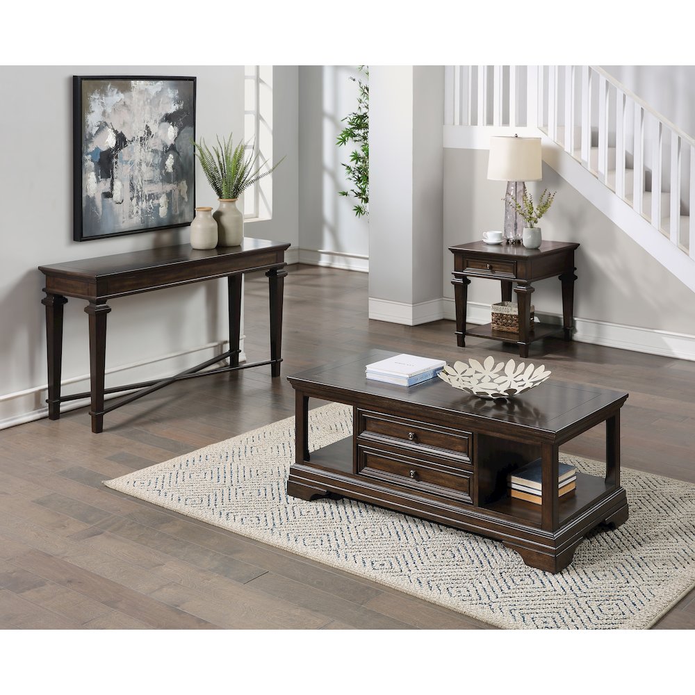 Tobias Poplar Sofa Table in Espresso