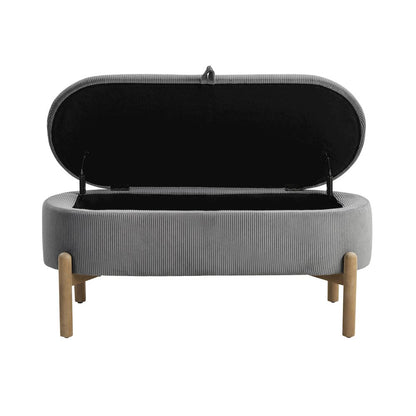 Mavis Corduroy Lift Top Storage Bench in Gray