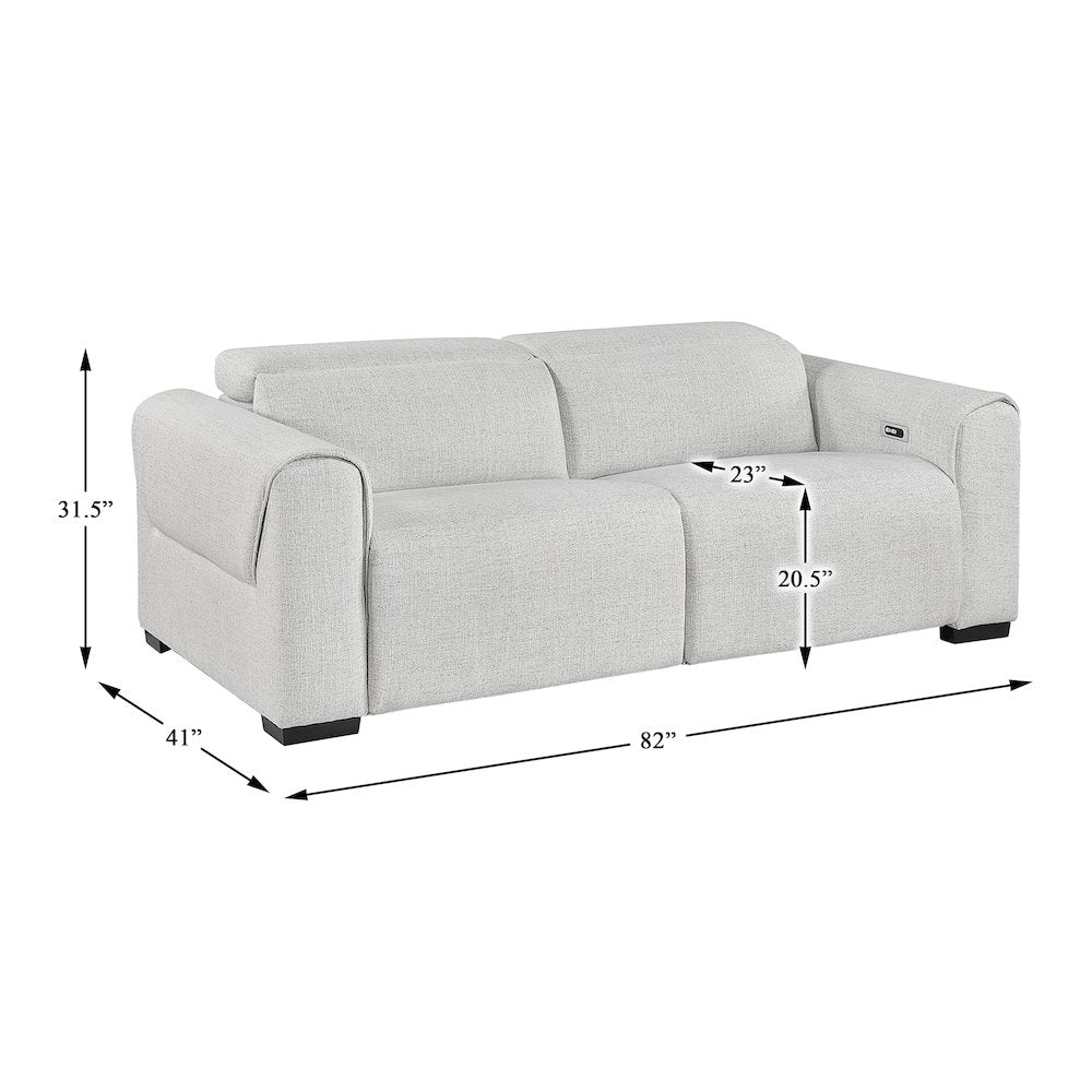 McPherson Chenille Power Double Reclining Love Seat in Cloud