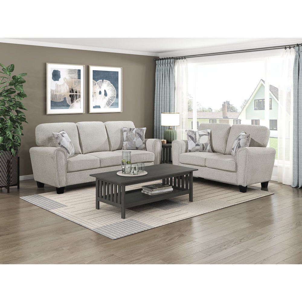 Lemond Chenille 2pc Set: Sofa, Love in Gray