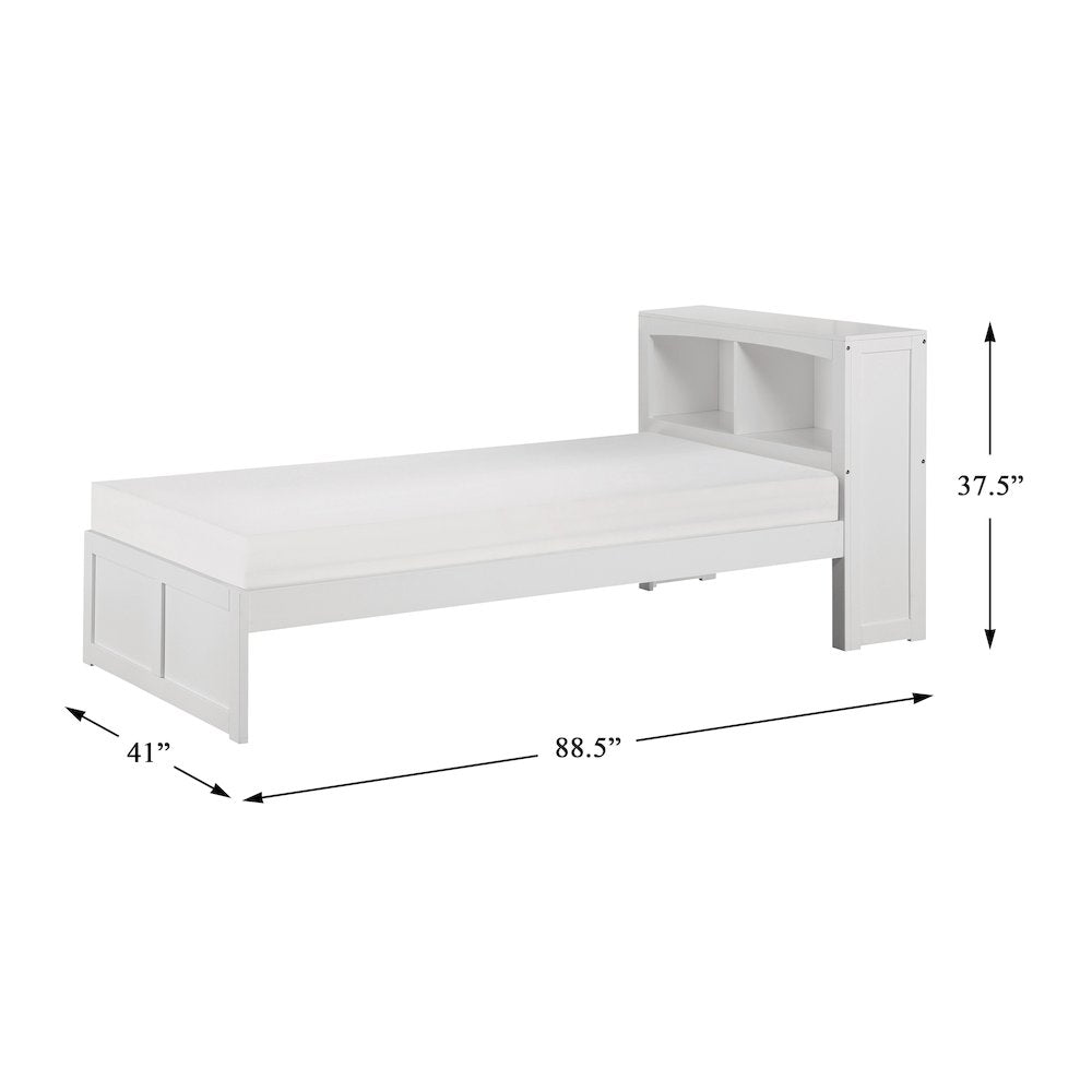 Galen Pine Twin Bookcase Bed in White