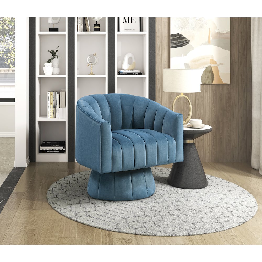 Lonita Velvet Swivel Chair in Dark Teal