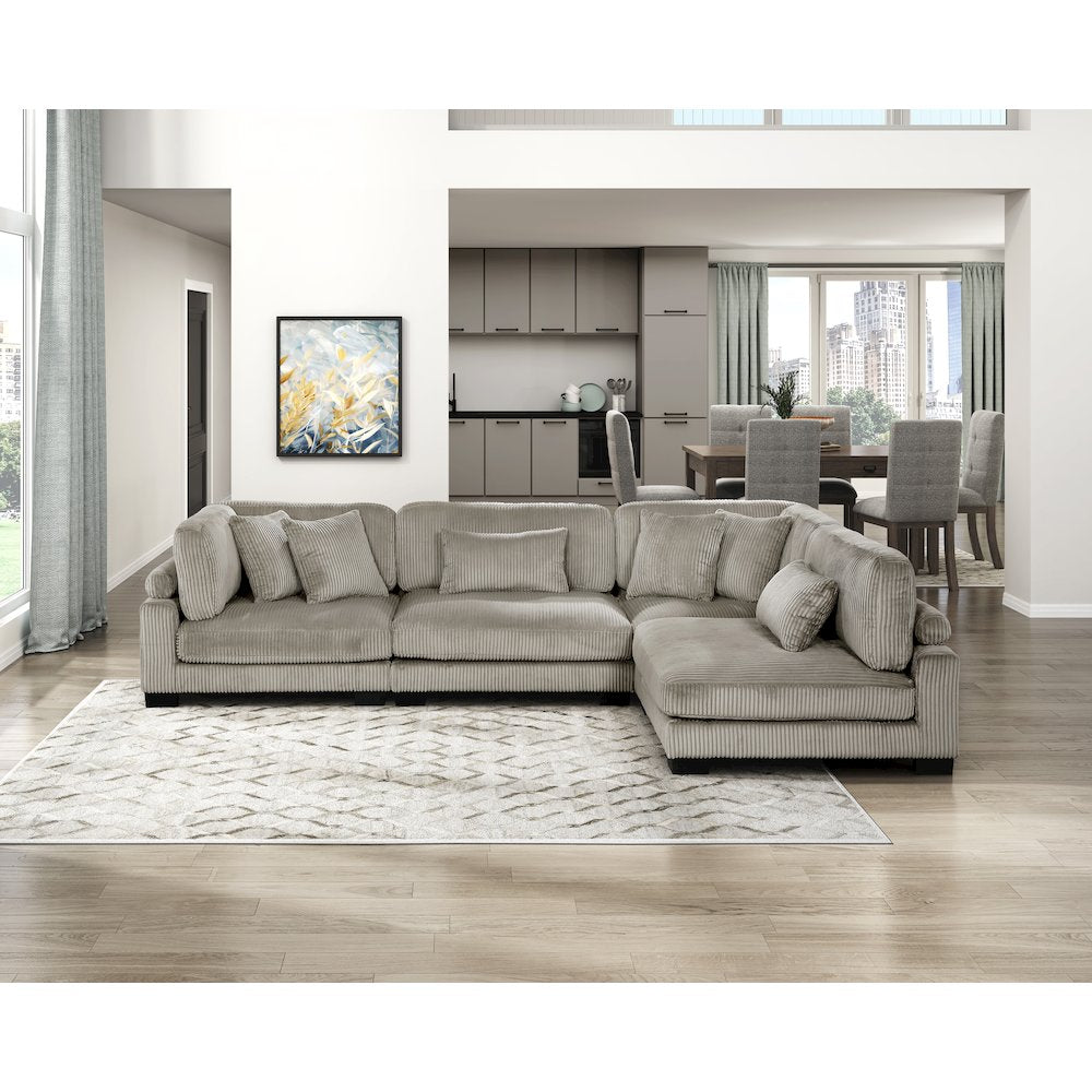 Traverse Corduroy 4-Piece Modular Sectional in Taupe