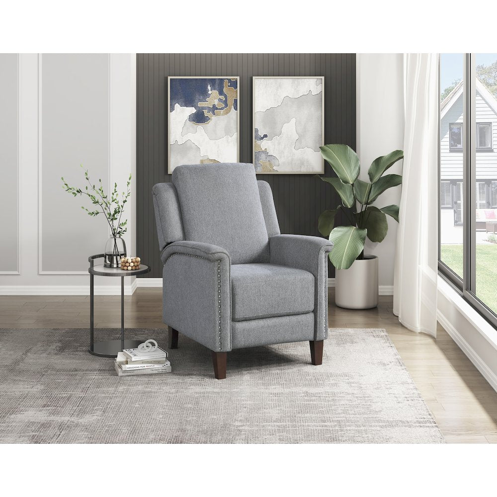 Lansing Chenille Push Back Reclining Chair in Gray