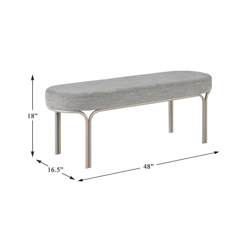 Waldon Chenille Bench in Gray