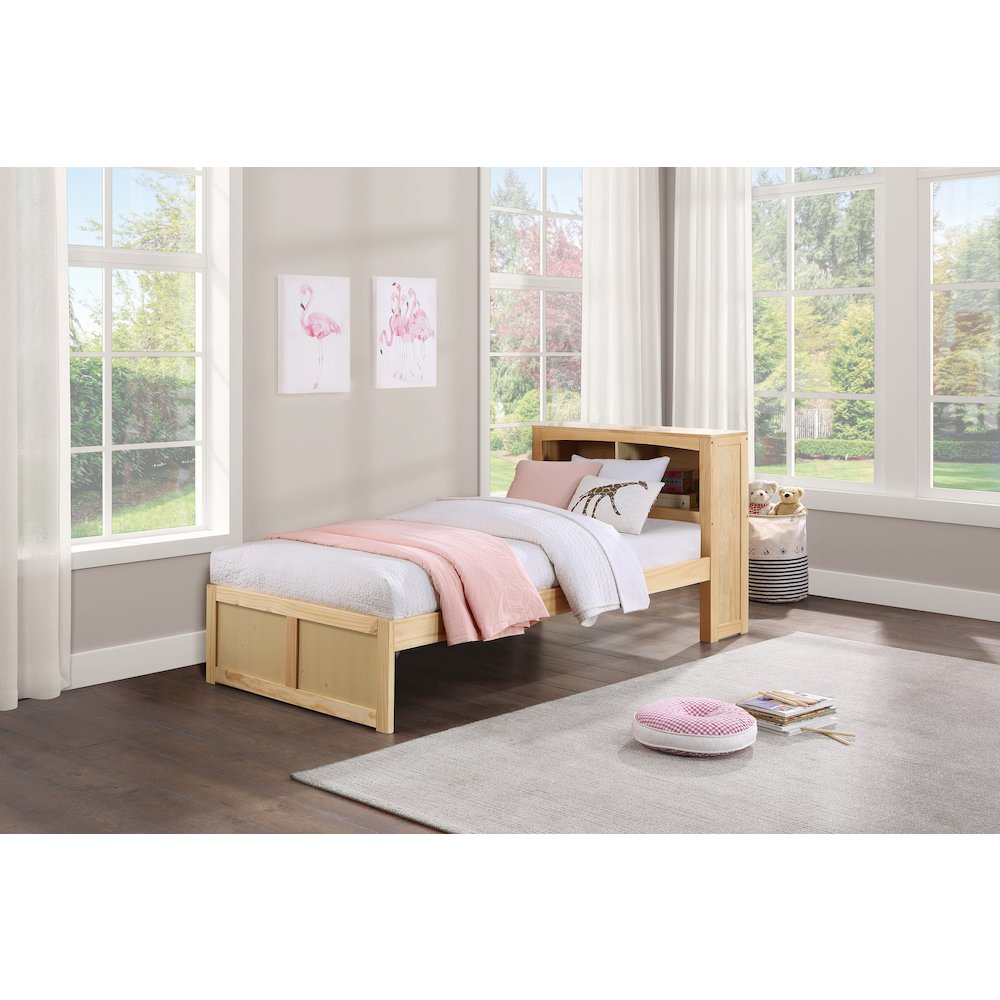 Bartly Pine Twin Bookcase Bed in Natural Pine