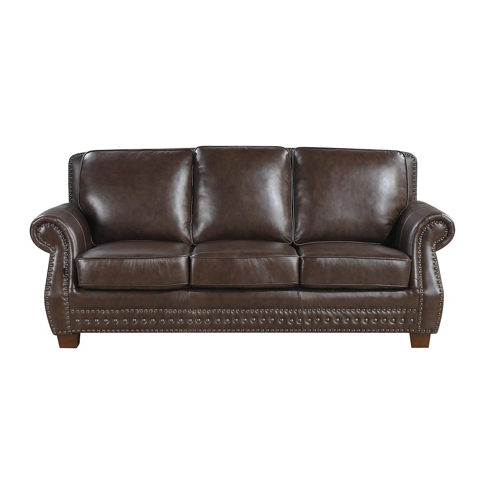 Remington Leather 3pc Set: Sofa, Love, Chair in Brown