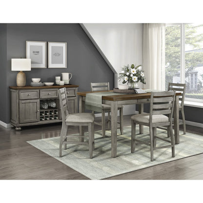 Tigard Asian Hardwood 5-Piece Counter Height Dining Set in Cherry & Gray