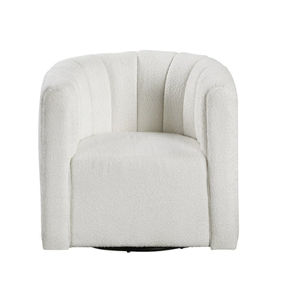 Essex Boucle Swivel Chair with Ottoman in White