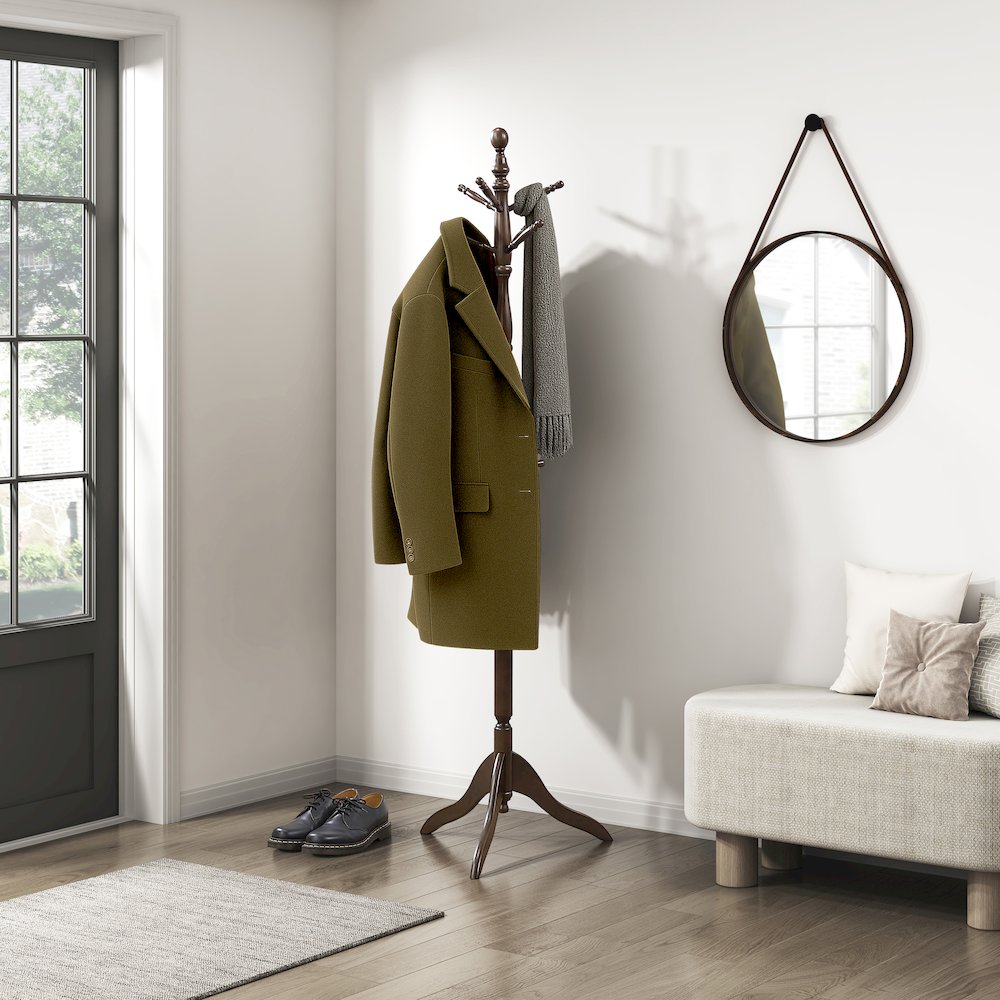 Manny Rubberwood Coat Rack in Dark Brown