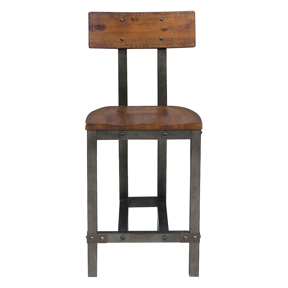 Holverson Wood Counter Height Chair, Set of 2 in Rustic Brown & Gunmetal