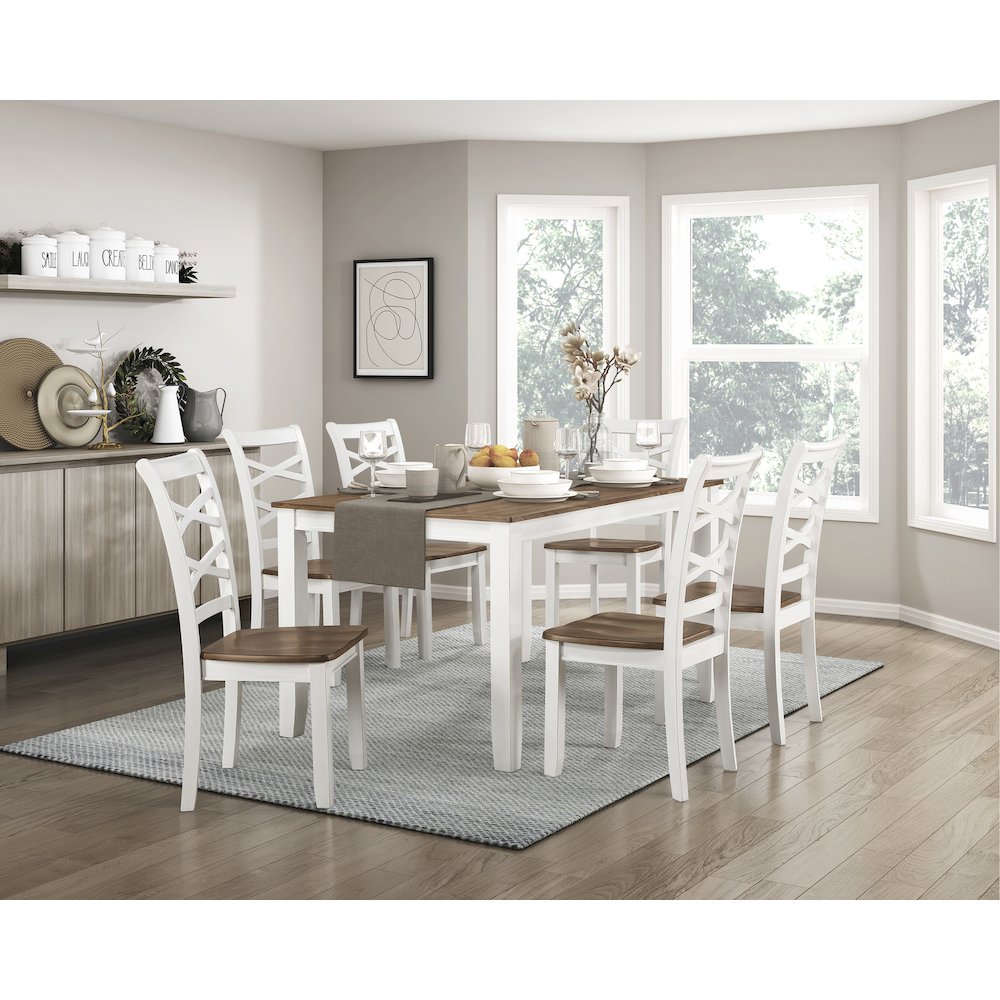 Dobson Mango Veneer Dining Set (set of 7) in Cherry and White