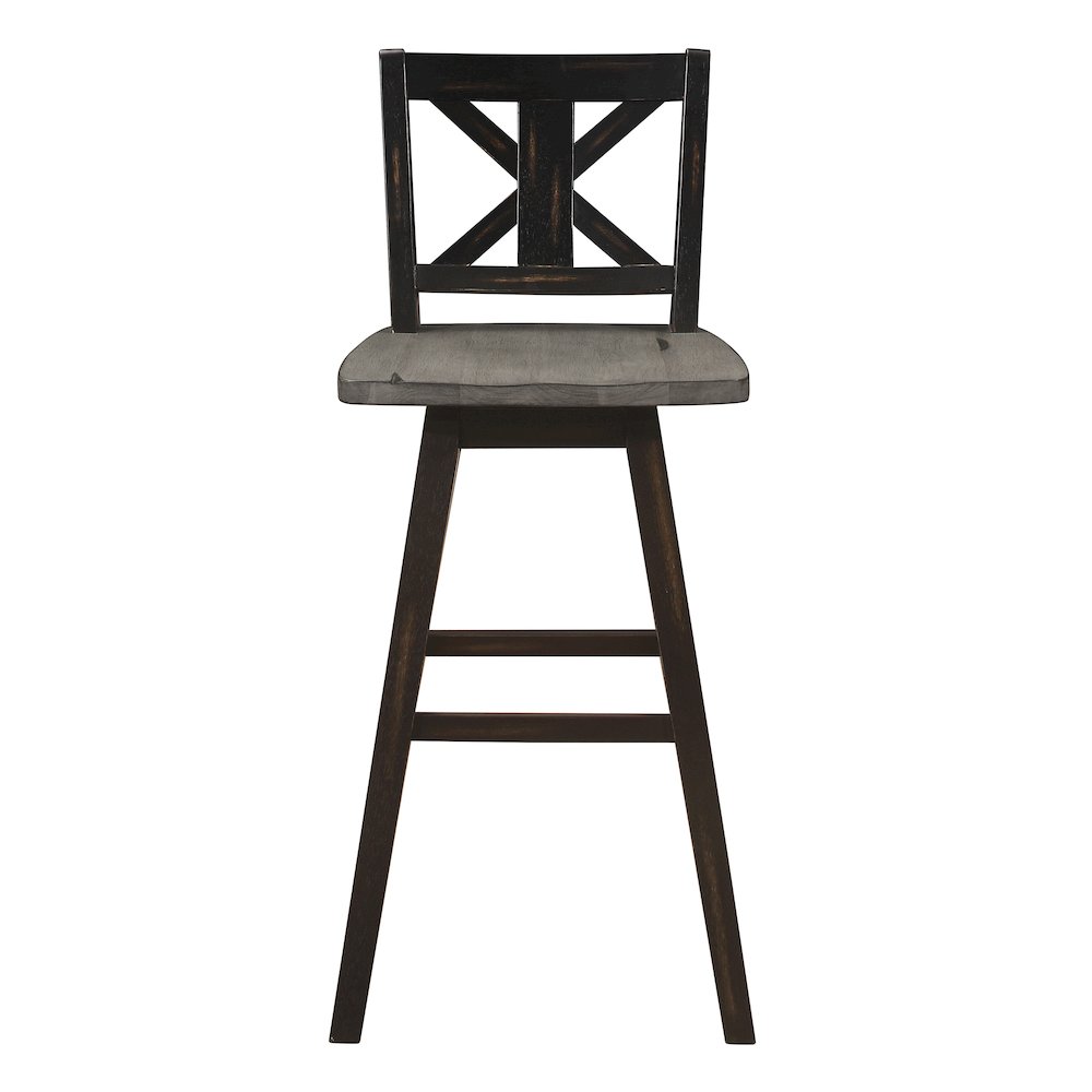 Amsonia Solid Wood Swivel Pub Height Chair, set of 2 in Gray and Black