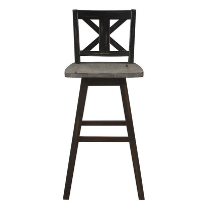 Amsonia Solid Wood Swivel Pub Height Chair, set of 2 in Gray and Black