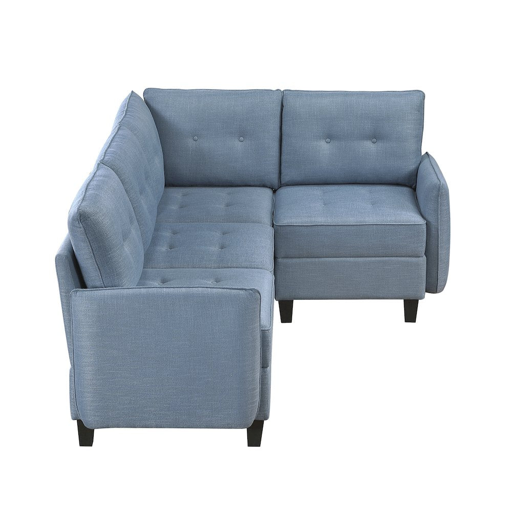 Garren Textured 4-Piece Sectional with Storage in Blue