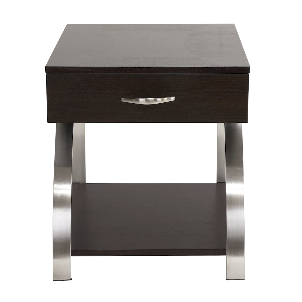Tioga Engineered Wood End Table with Lift-Top and Storage in Espresso