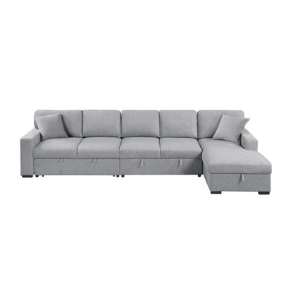 Pompano Boucle Sectional with Right Chaise, Pull-out Bed in Gray