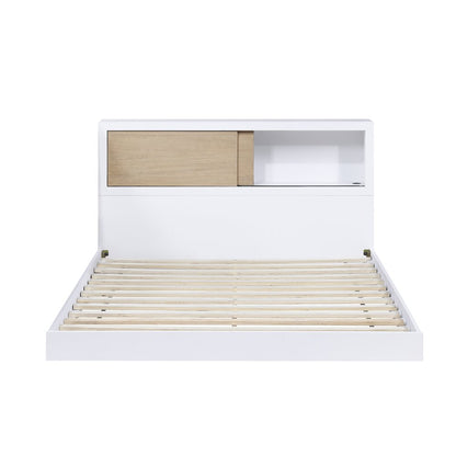 Asker Asian Hardwood Full Bookcase Bed in 2-Tone (White and Natural)