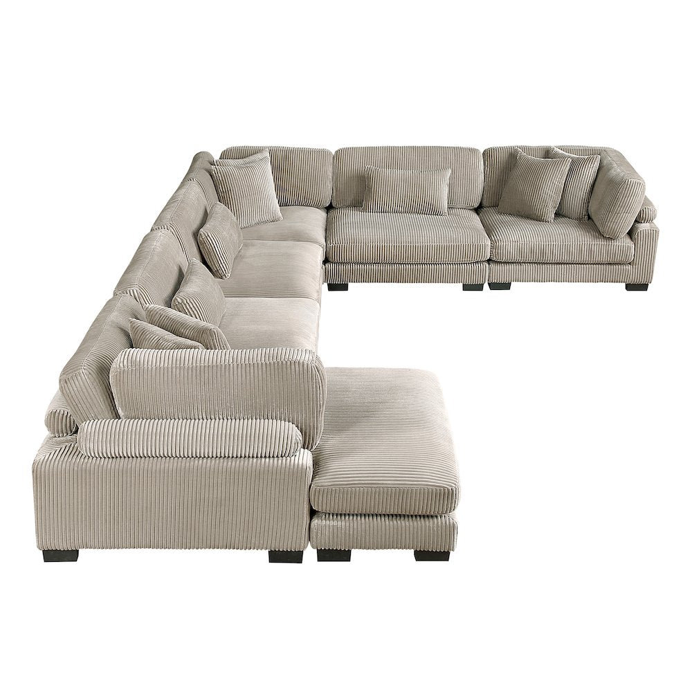 Traverse Corduroy 6-Piece Modular Sectional with chaise in Taupe