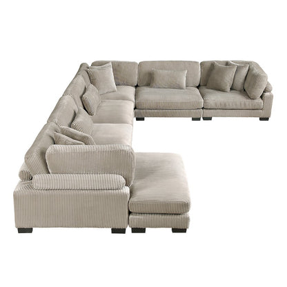 Traverse Corduroy 6-Piece Modular Sectional with chaise in Taupe