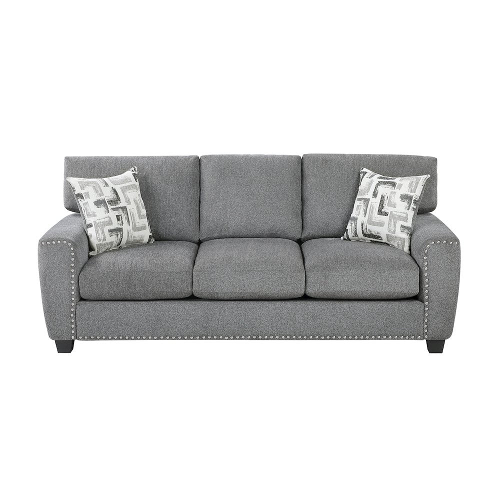 Isabel Chenille 2pc Set: Sofa, Loveseat in Dark Gray