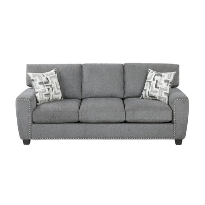 Isabel Chenille 2pc Set: Sofa, Loveseat in Dark Gray