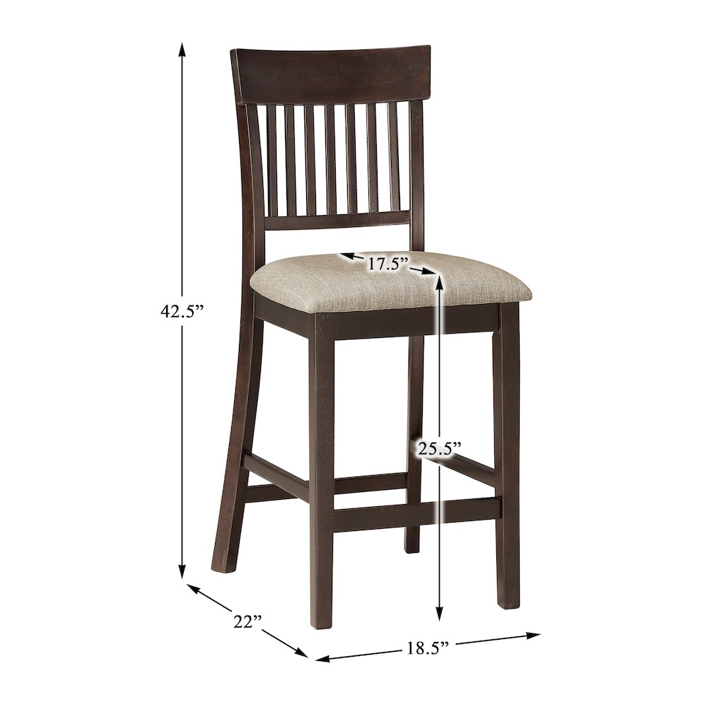 Balin Textured Counter Height Dining Chair, set of 2 in Brown