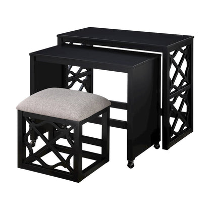 Salina Textured 3-Piece Pack Desks with Stool Set in Light Brown