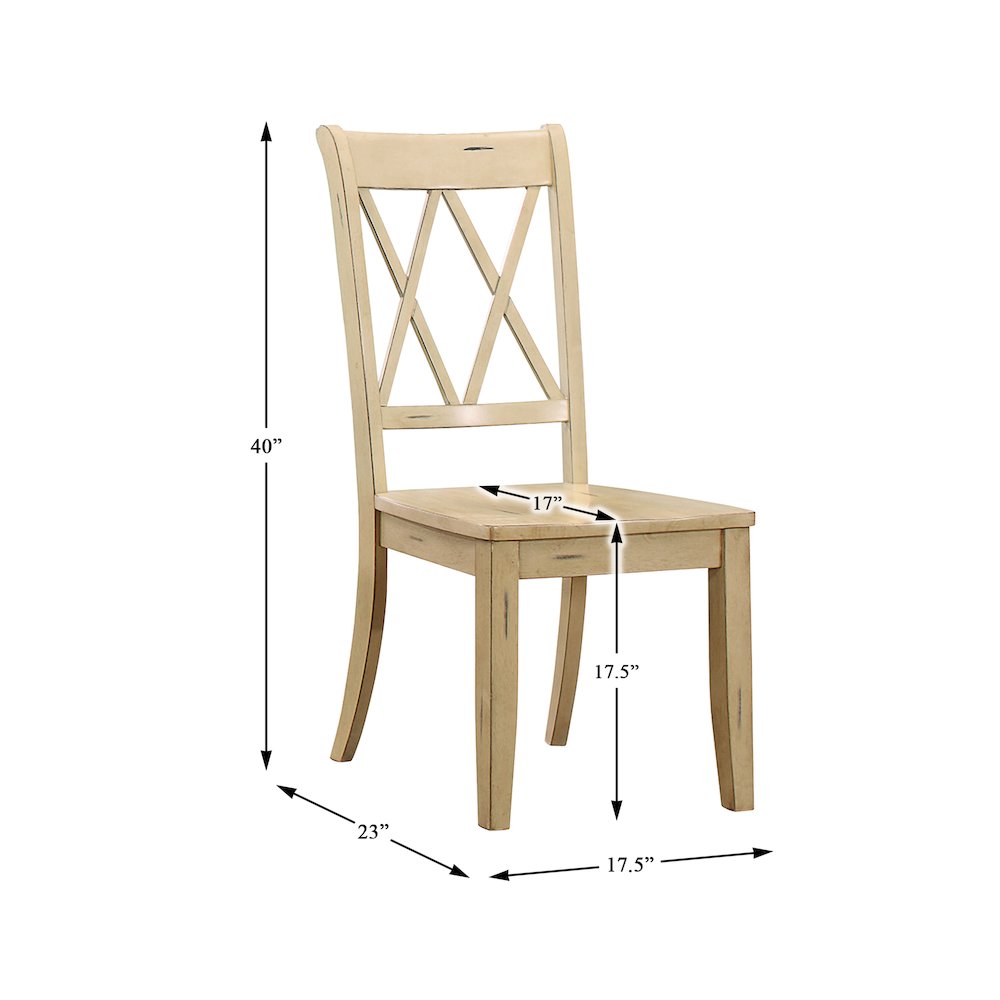Janina Wood Dining Room Side Chair, set of 2 in Buttermilk