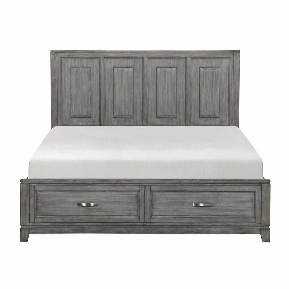 Garretson Acacia CK Platform Bed with Footboard Storage in Gray