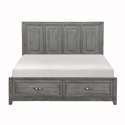 Garretson Acacia CK Platform Bed with Footboard Storage in Gray
