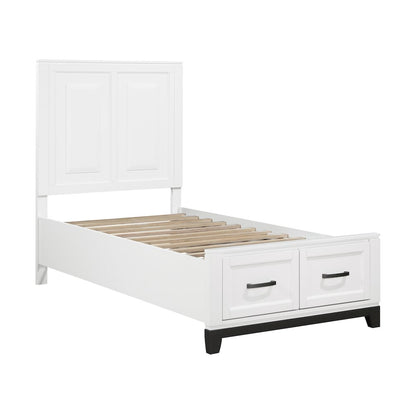 Garretson Acacia Twin Pltfm Bed in 2-Tone Finish (White n Metallic Gray)
