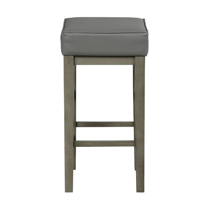 Pittsville Solid Wood 29" Height Square Stool, Set of 2 in Gray
