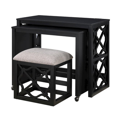 Salina Textured 3-Piece Pack Desks with Stool Set in Light Brown