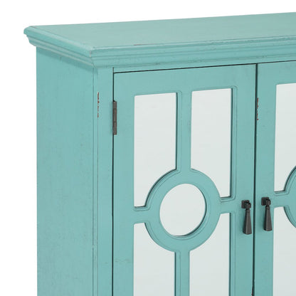 Poppy Asian Hardwood Accent Chest in Antique Aqua