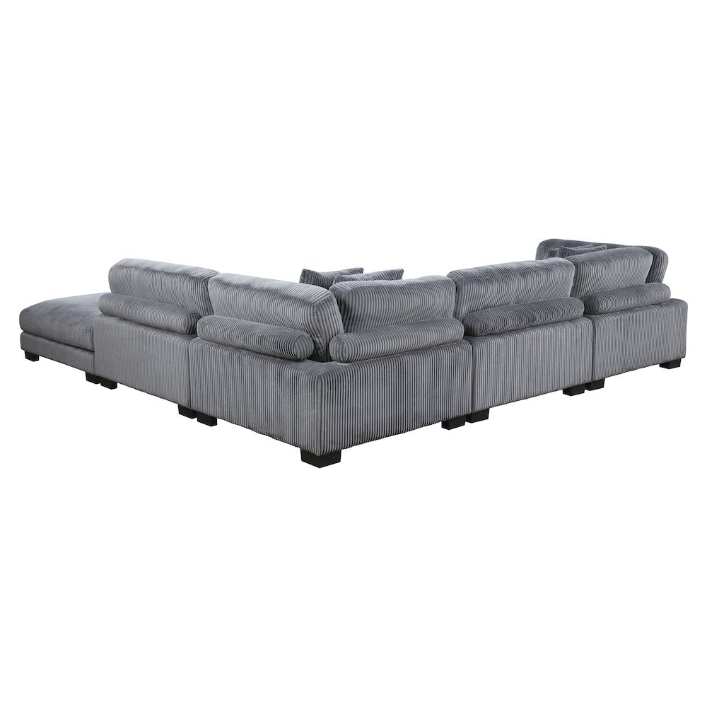 Traverse Corduroy 5-Piece Modular Sectional with Ottoman in Gray